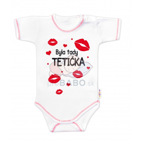 Body krátky rukáv s vtipným textom Baby Nellys, Byla tady tetička, veľ. 86