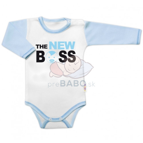 Body dlhý rukáv s vtipným textom Baby Nellys, The New Boss, veľ. 86, chalan