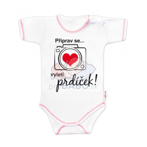 Body krátky rukáv s vtipným textom Baby Nellys, Připrav se....vyletí prdíček, veľ. 86