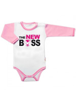 Body dlhý rukáv s vtipným textom Baby Nellys, The New Boss, veľ. 80, holka
