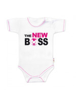 Body krátky rukáv s vtipným textom Baby Nellys, The New Boss, veľ. 80, holka