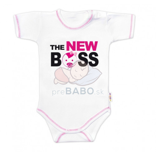 Body krátky rukáv s vtipným textom Baby Nellys, The New Boss, veľ. 80, holka