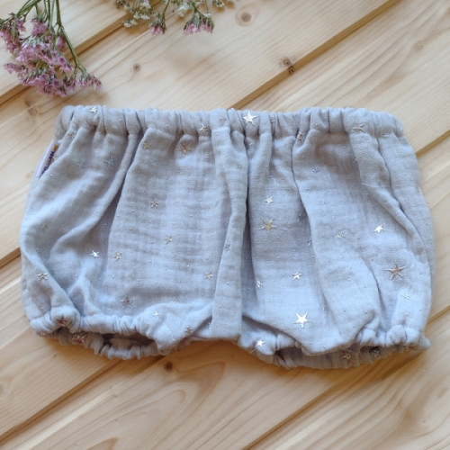 Baby Nellys mušelínové letné kraťasky Stars, sivé, veľ. 92/98