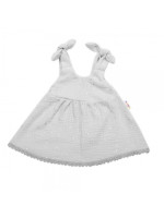 Baby Nellys Letné ľahučké mušelínové šaty Summer Stars - sivé, veľ. 92/98