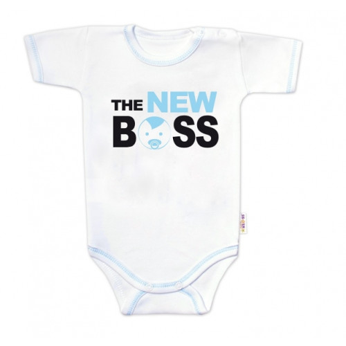 Body krátky rukáv s vtipným textom Baby Nellys, The New Boss, veľ. 80, chalan