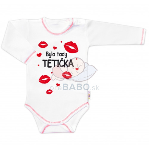 Body dlhý rukáv s vtipným textom Baby Nellys, Byla tady tetička, veľ. 74