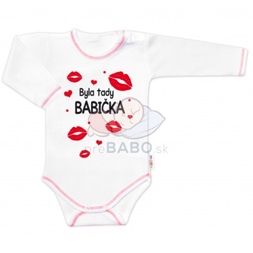 Body dlhý rukáv s vtipným textom Baby Nellys, Byla tady babička