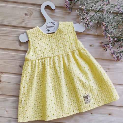 Baby Nellys Ľahké Handmade šatičky Madeira, žlté, veľ. 98