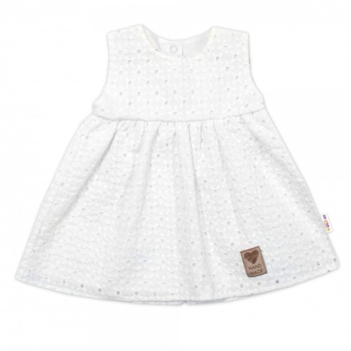 Baby Nellys Ľahké Handmade šatičky Madeira, biele, veľ. 98