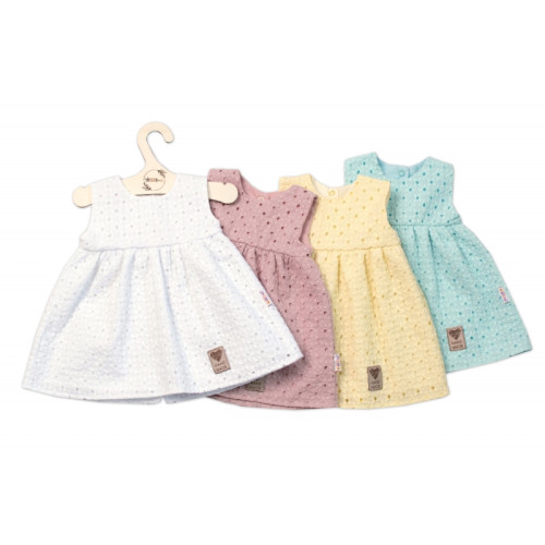 Baby Nellys Ľahké Handmade šatičky Madeira, biele, veľ. 104