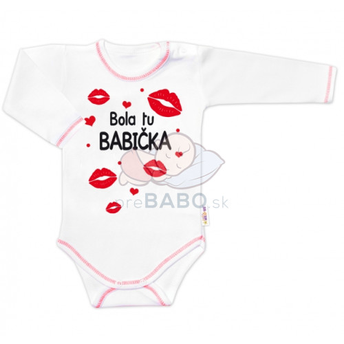 Body dlhý rukáv s vtipným textom Baby Nellys, Bola tu BABIČKA, veľ. 74
