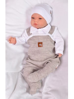 Baby Nellys 2-dielna súpravička Star, body dl. rukáv + pletené dupačky, béžové