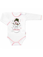 Baby Nellys Body dlhý rukáv Moje první Vánoce, Snehuliak, biele, veľ. 62