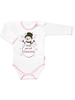 Baby Nellys Body dlhý rukáv Moje prvé Vianoce, Snehuliak, biele, veľ. 86