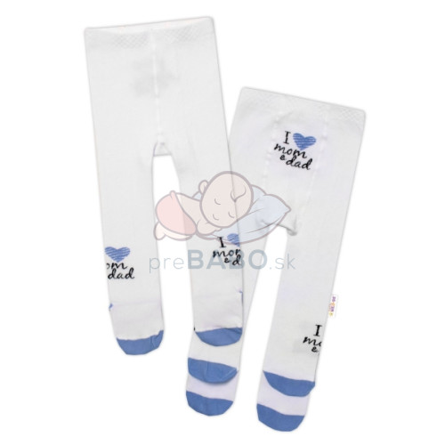 Baby Nellys Bavlnené pančucháče I love mom & dad - modré, veľ. 80/86