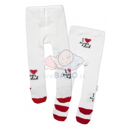 Bavlnené pančucháče I love mom & dad - červené, veľ. 80/86