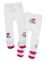 Baby Nellys Bavlnené pančucháče I love mom & dad - ružové, veľ. 80/86