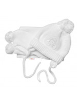 Zimná čiapočka s šálom - Autíčko, biela, 0-6m, Baby Nellys