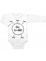 Body dlhý rukáv s vtipným textom Baby Nellys, Oci, to dáš! - biele, veľ. 68