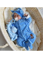Dvojvrstvový velúrový overal s kapucňou New Bunny, modrý, veľ. 86