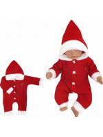 Z&Z Detský pletený overal s kapucňou Baby Santa, červený, veľ. 80