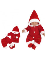 Z&Z 3-dielna pletená súprava, kabátik, nohavice a topánočky Baby Santa, červená, veľ. 80