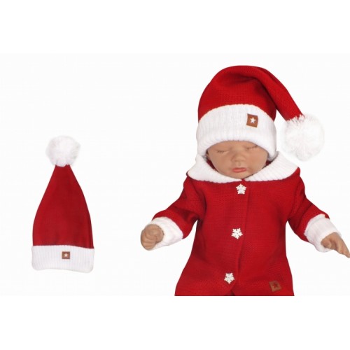 Z&Z Vianočná pletená čiapka Baby Santa, červená