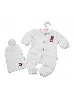 Baby Nellys 2-dielna sada Pletený overálek STAR + čiapky Hand Made, biely, veľ. 68/74