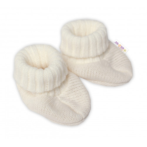 Baby Nellys Pletené topánočky / capáčky STAR Hand Made, ecru