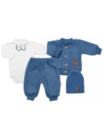 5-dielna pletená sada Baby Nellys, Boy, body, nohavice, sveter, čiapka, motýlik, modrá,68