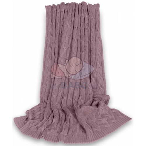 Bambusová detská pletená deka Baby Nellys, vzor pletený vrkoč, 80 x100 cm, levanduľová