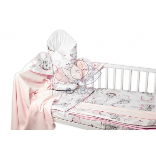 6-dielna výhod. sada s darčekom pre bábätko Baby Nellys, 135x100 Slon a dúha, ružová/biela