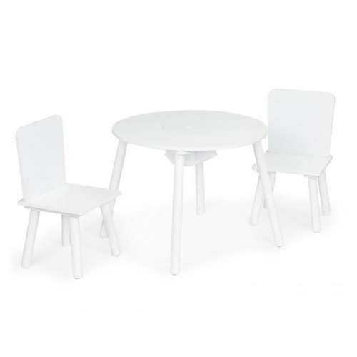 Detský nábytok, okrúhly stolček + dve stoličky ECO TOYS - biele