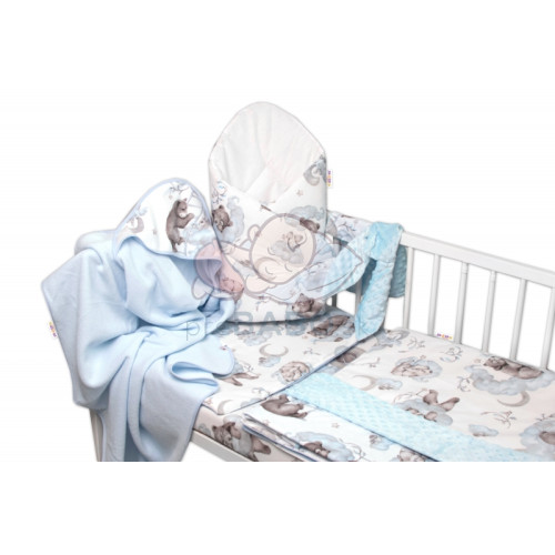 6-dielna výhod. sada s darčekom pre bábätko Baby Nellys, 135x100 Zvířátka na mráčku, modrá