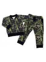 Štýlová bavlnená tepláková súprava G-baby, Dino - khaki/čierna, veľ. 86