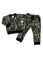 Štýlová bavlnená tepláková súprava G-baby, Dino - khaki/čierna, veľ. 86
