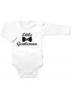 Body dl. rukáv Little Gentleman, bavlna Baby Nellys, bielo/čierne