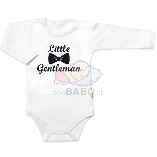 Body dl. rukáv Little Gentleman, bavlna Baby Nellys, bielo/čierne