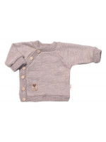 Detský pletený svetrík s gombíkmi, zap. bokom, Handmade Baby Nellys, béžový, veľ. 80/86