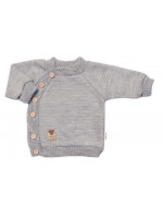 Detský pletený svetrík s gombíkmi, zap. bokom, Handmade Baby Nellys, sivý