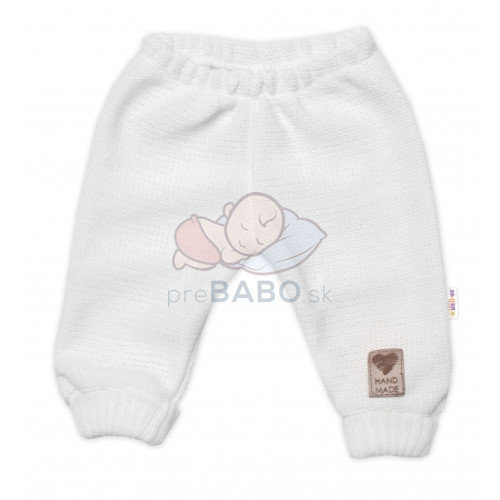 Pletené dojčenské nohavice Hand Made Baby Nellys, biele