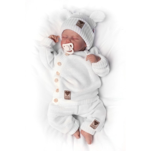 Pletené dojčenské nohavice Hand Made Baby Nellys, biele