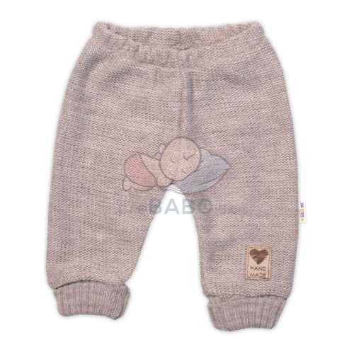 Pletené dojčenské nohavice Hand Made Baby Nellys, béžové, veľ. 68/74