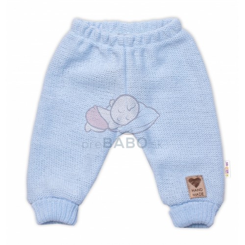 Pletené dojčenské nohavice Hand Made Baby Nellys, modré