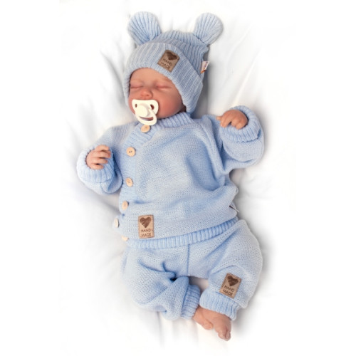 Pletené dojčenské nohavice Hand Made Baby Nellys, modré
