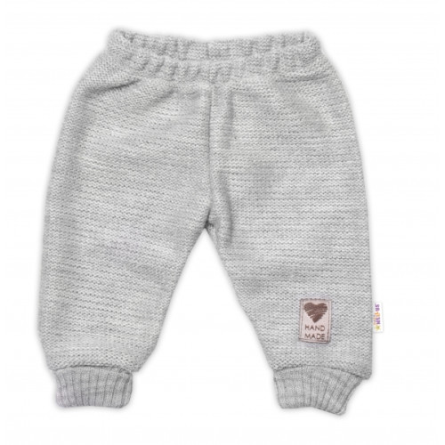 Pletené dojčenské nohavice Hand Made Baby Nellys, sivé, veľ. 68/74