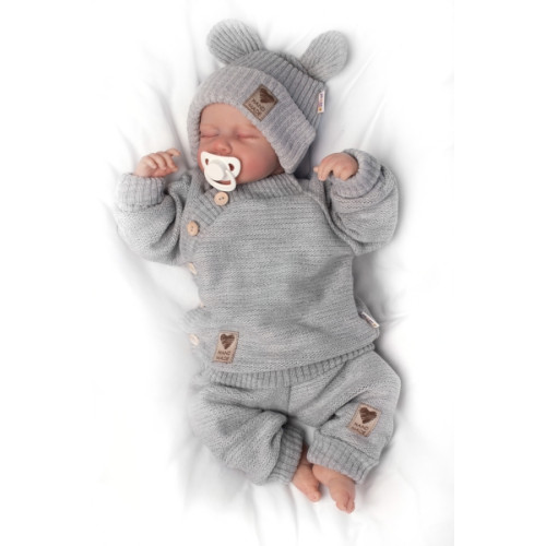 Pletené dojčenské nohavice Hand Made Baby Nellys, sivé, veľ. 68/74