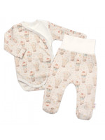 2-dielna sada body zap. bokom + polodupačky, Baby Nellys, Sweet Candy - krémová, veľ. 62