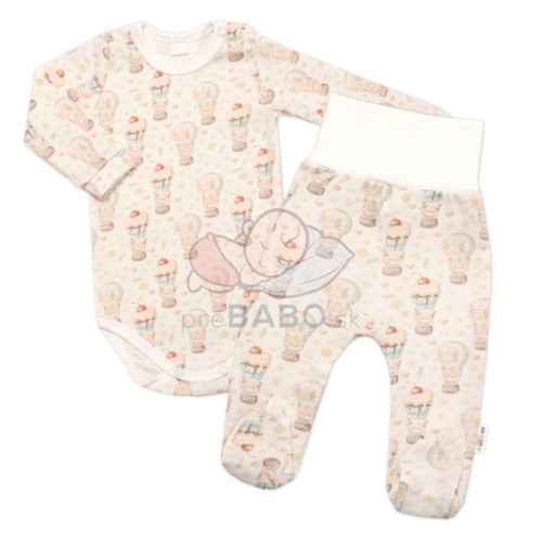 2-dielna sada body zap. pri krku + polodupačky, Baby Nellys, Sweet Candy - krémová