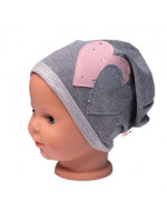 Detská čiapka bavlna, Srdiečka s kamienkami, Baby Nellys, sivá